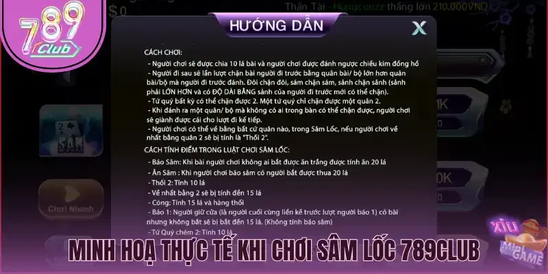 Minh hoạ thực tế khi chơi sâm lốc 789Club