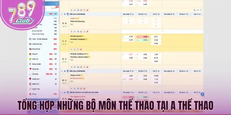 Tổng hợp những bộ môn thể thao tại A thể thao